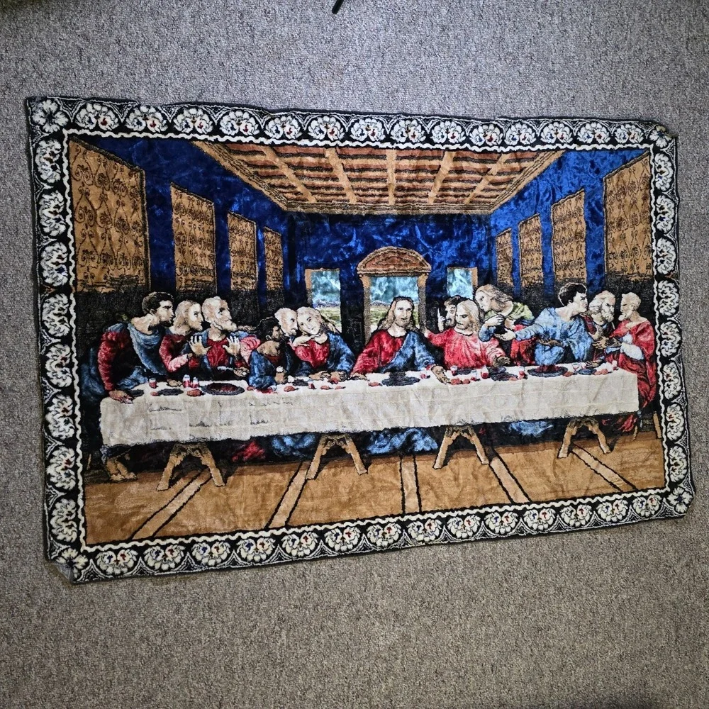 The Last Supper Vintage 60s Wall Hanging TAPESTRY Rug 47
